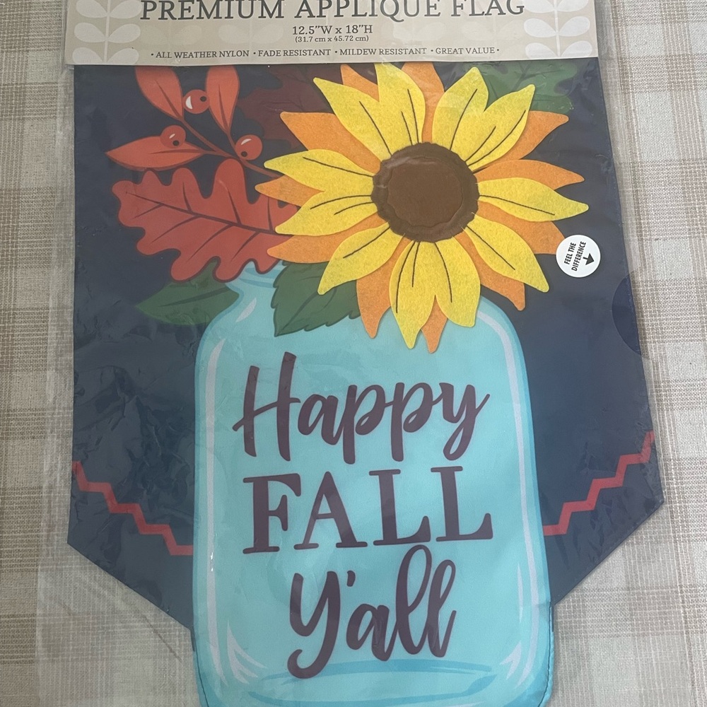 Happy Fall Y'all Applique Flag